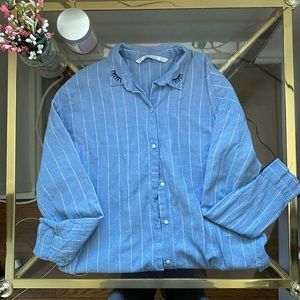 zara button down top